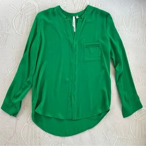 Bellatrix Emerald Green V-Neck Long Sleeve Blouse